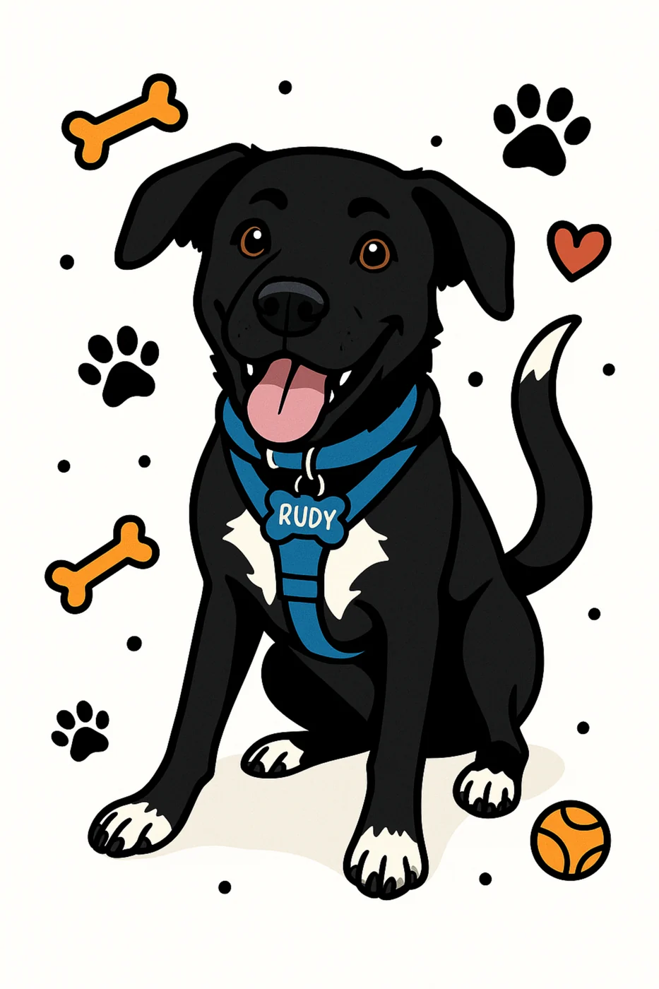 Custom cartoon portrait of Rudy